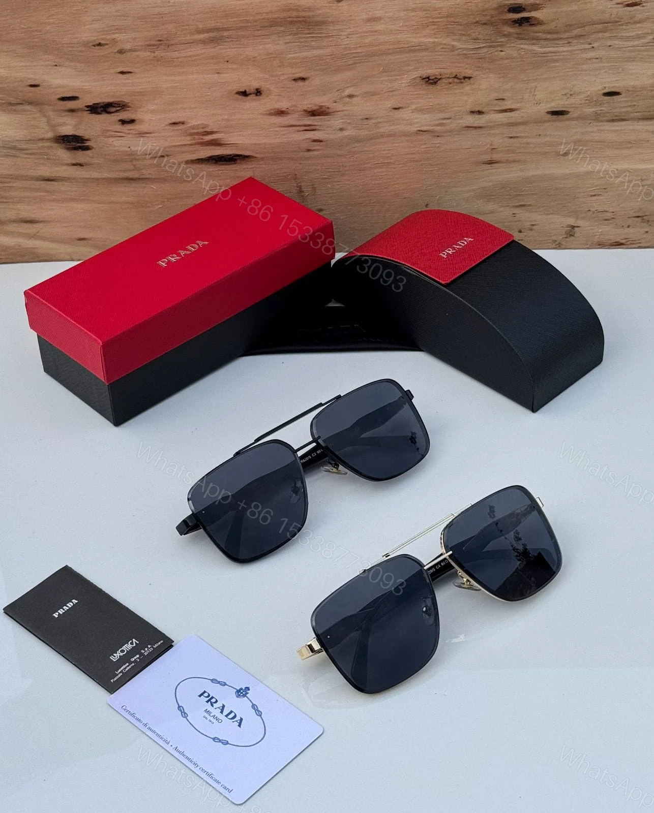 View 11 of Prada Square Aviator Black-Gold Gradient Unisex