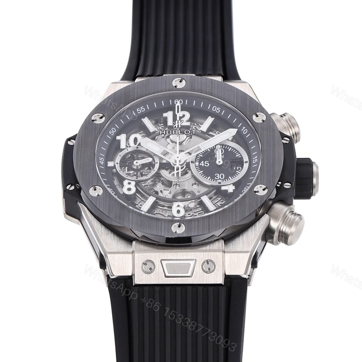 View 4 of Hublot Big Bang Titanium Replica 44MM Premium Black Bezel Black Rubber Strap Edition RG-HUBLOT-BIGBANG-TITANIUM-44