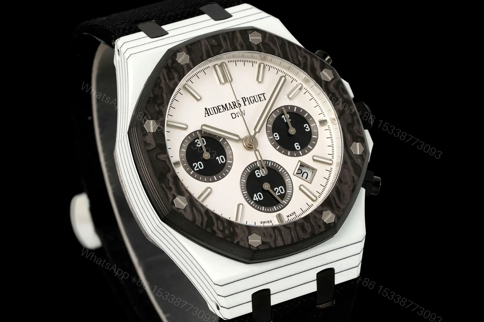 View 2 of Audemars Piguet Replica Royal Oak Chronograph 42MM Premium Carbon Bezel Black Strap Edition RG-AP-RO-BLACK-42