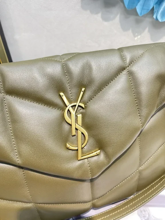 View 6 of Structured Chic YSL-Accent Quilted Leather Shoulder Bag