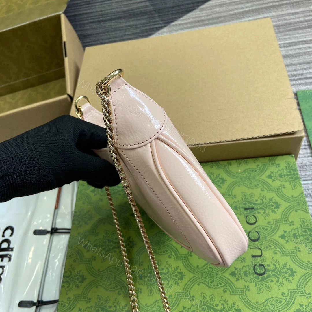 View 8 of JACKIE NOTTE MINI BAG 19 IN LIGHT PINK CRACKED LACQUER CALFSKIN GOLD HARDWARE