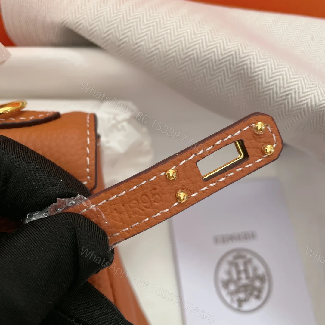 View 5 of HERMES KELLY SELLIER ROUGE EPSOM GOLD HARDWARE BROWN 28CM