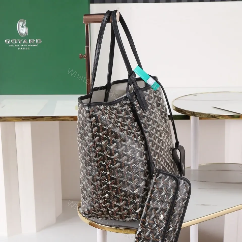 View 3 of 高仿Goyard*STLOUIP2滿印Tote手提袋黑色免檢版小號