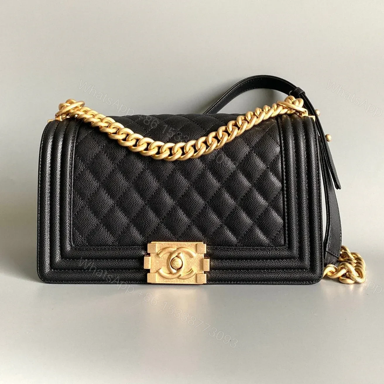 View 7 of CHANEL MEDIUM 25 BOY BAG IN BLACK LAMBSKIN GOLD HARDWARE