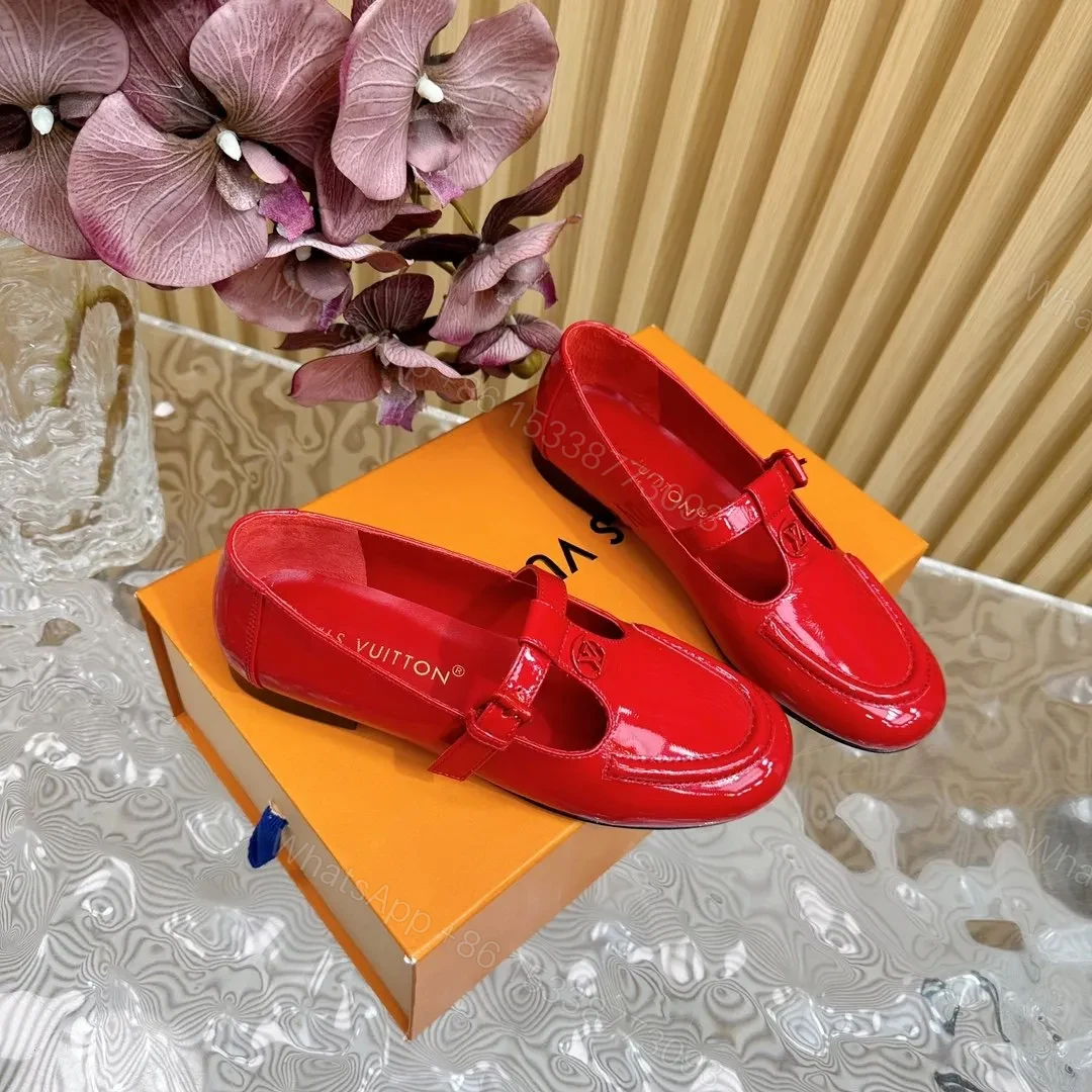 View 3 of LV Women Red Patent Leather Loafers