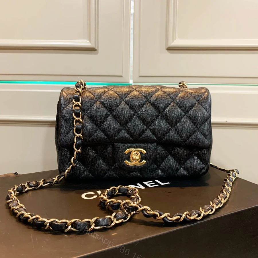 View 2 of Chanel Classic Flap Caviar Black Crossbody Bag 20Cm