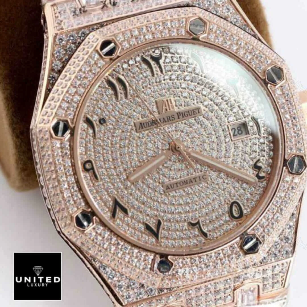 View 9 of Audemars Piguet Royal Oak Iced Out Rose Gold Replica