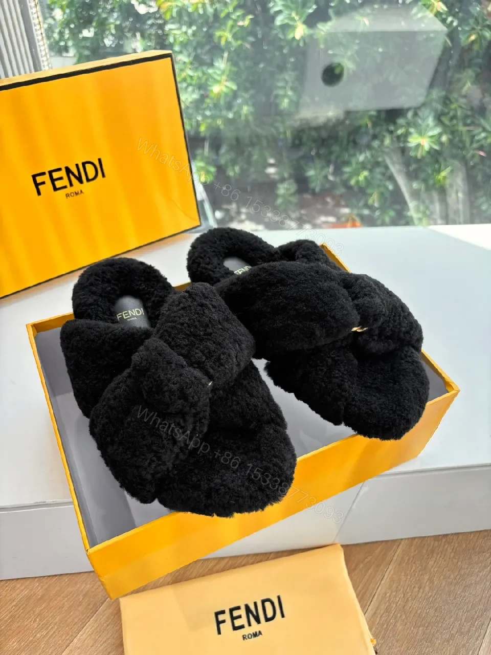Black Faux Fur Slip-Ons: Lux Cozy Couture Comfort — view 1