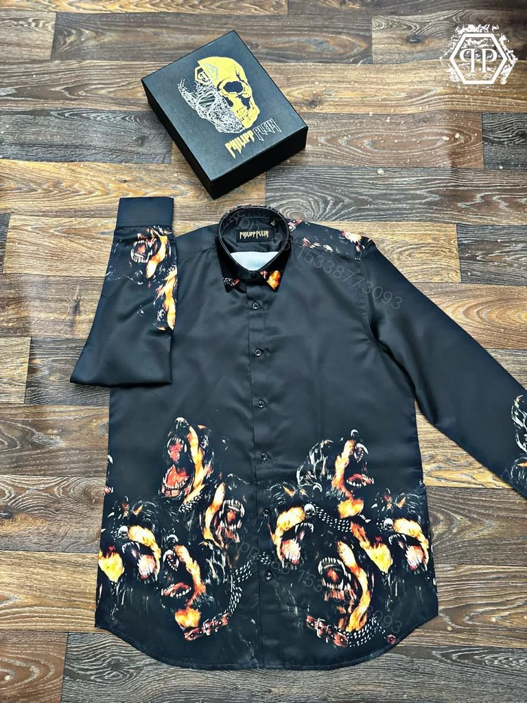 View 2 of Philipp Plein Store Article Printed Dogs Shirt First Copy | Premium Replica