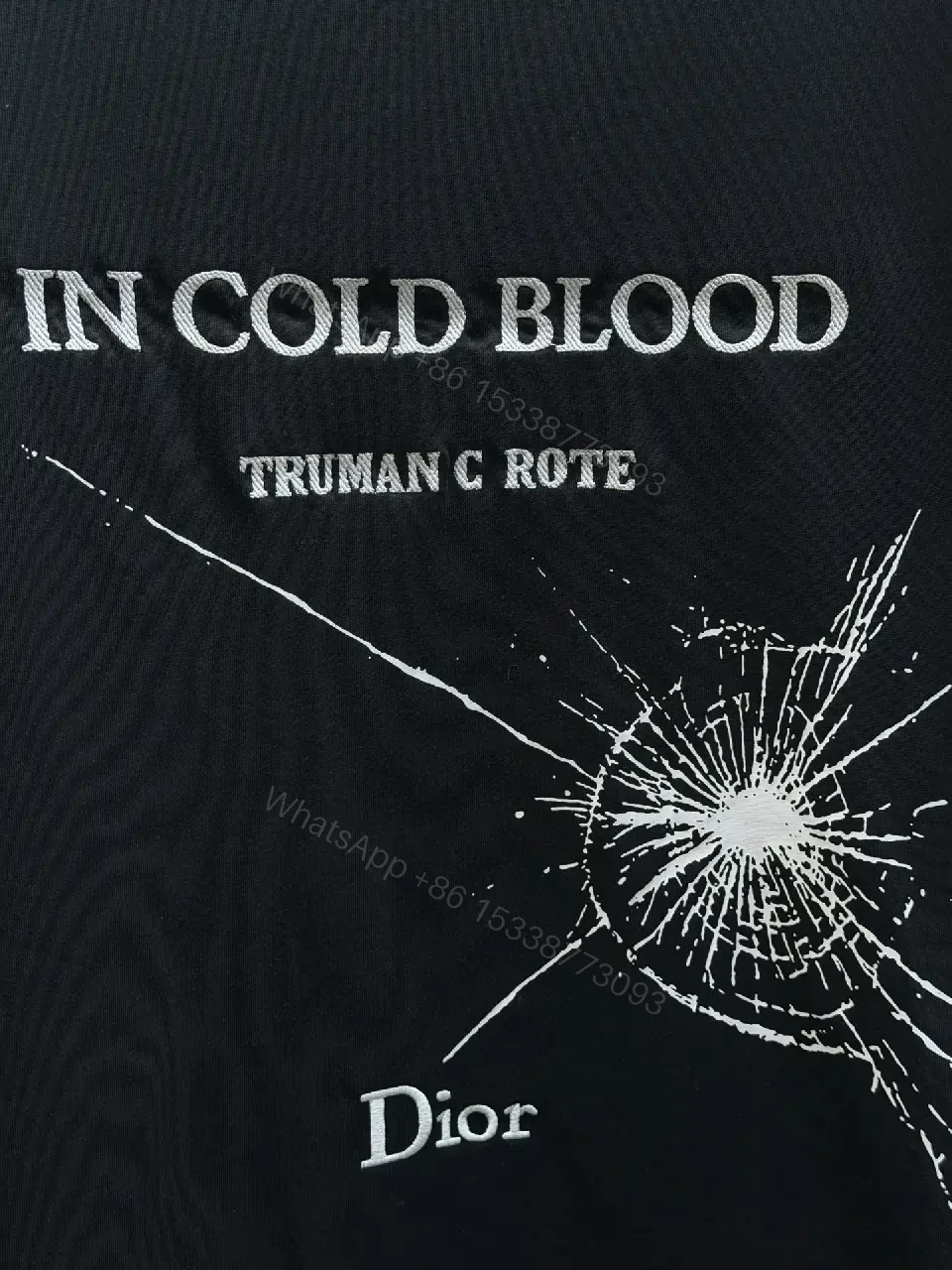 View 3 of Black Cotton Tee, Dramatic Crackle Print, Relaxed Fit, Bold Typography Tee