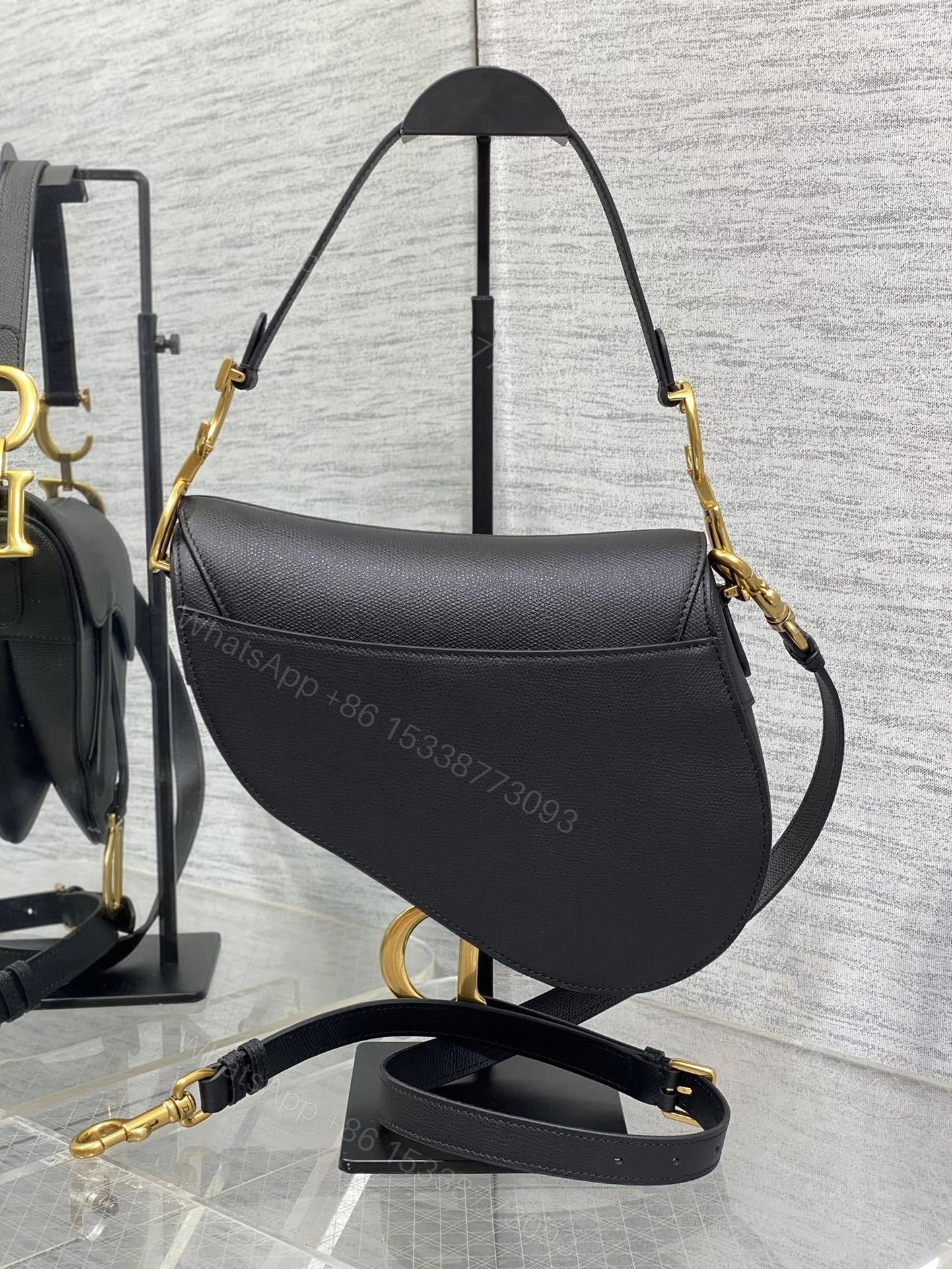 View 3 of Christian Dior Saddle Bag in Black Gold Hardware