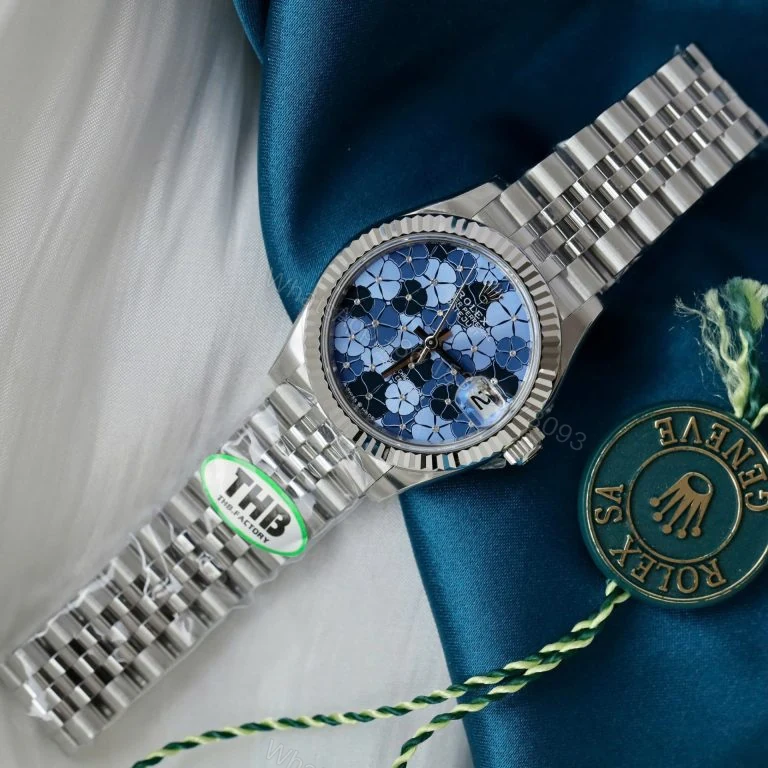 View 2 of Rolex Datejust 31mm Super Clone Women’s Blue Flower Dial