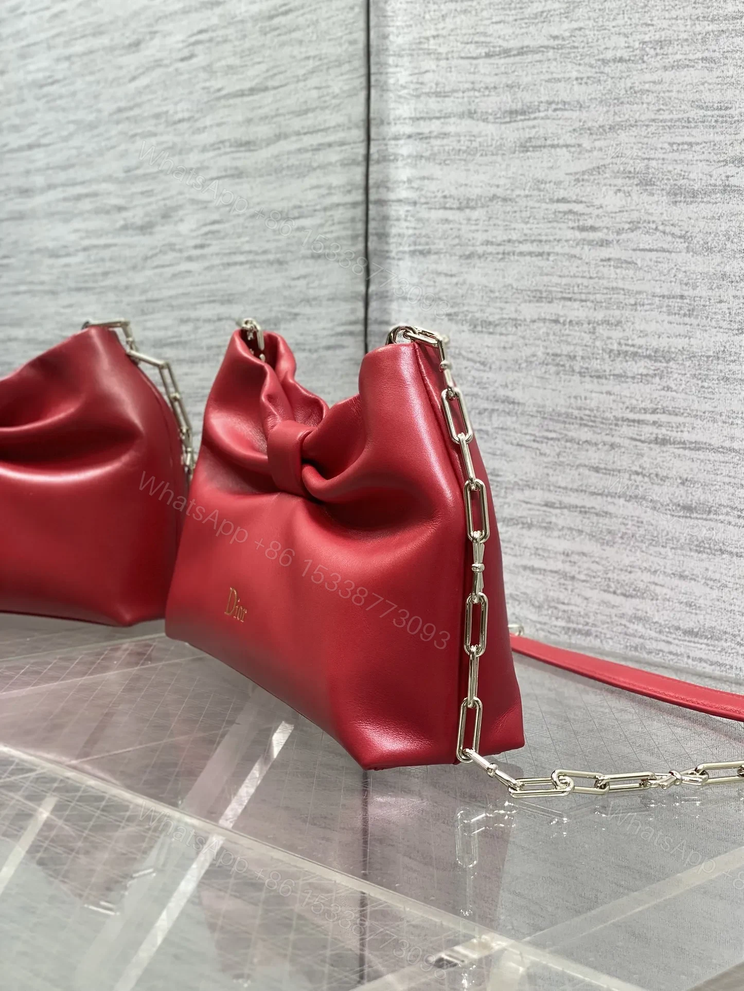 View 5 of Dior Bow Bag Red Lambskin