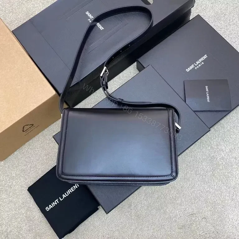 View 2 of Black Calfskin Saint Laurent Crossbody â€” Minimalist, All-Day Luxury