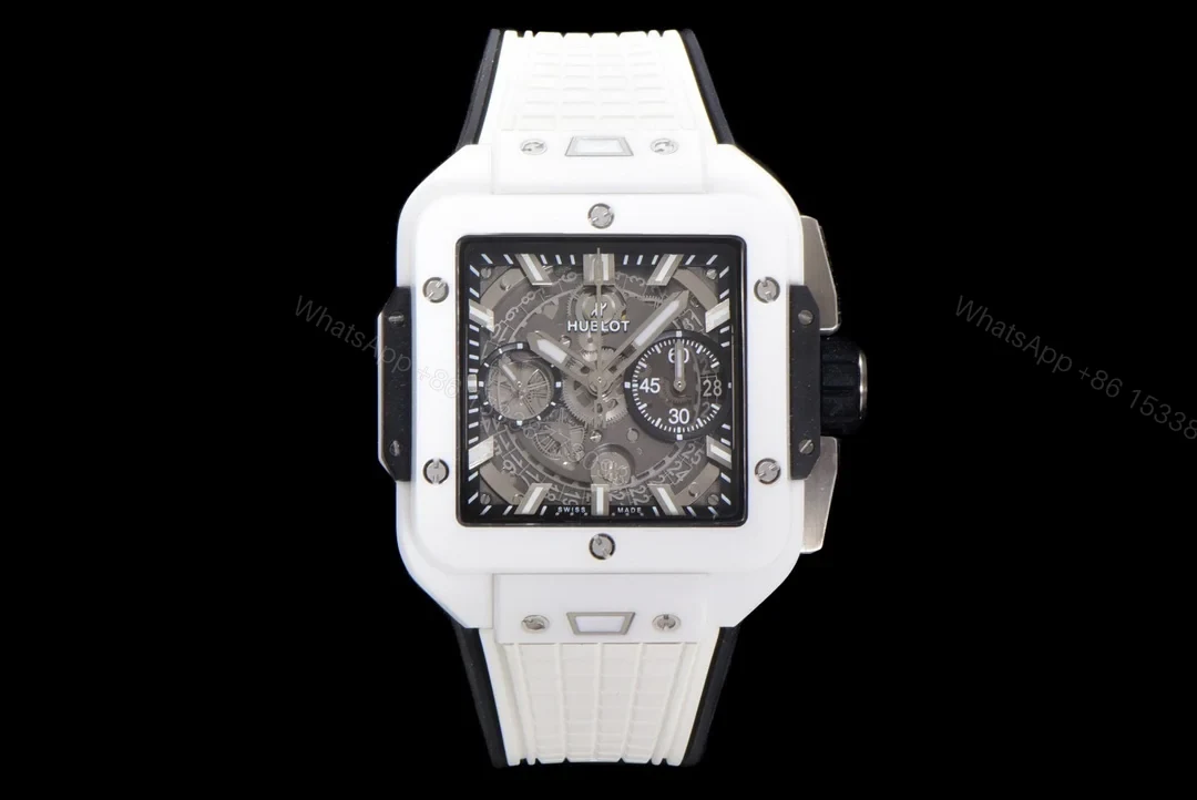 Hublot Square Bang Unico Replica 42MM Premium White Ceramic Rubber Strap Edition RG-HUBLOT-SQUARE-WHITE-42 — view 1