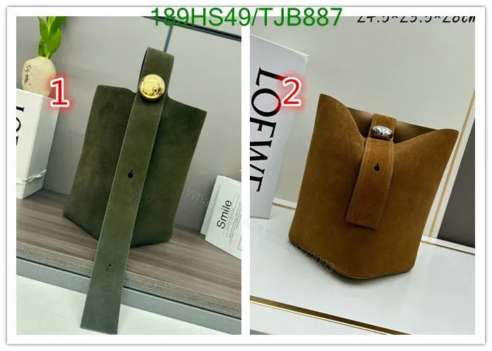 View 2 of Loewe Tobacco Pebble Bucket Bag crafted from Suede Calfskin EA5287