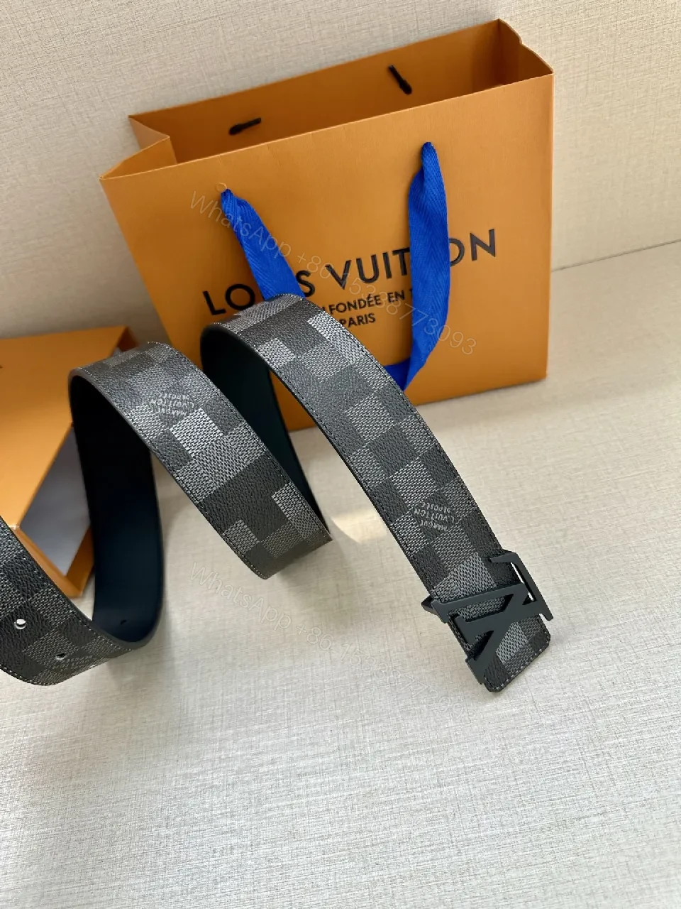 View 3 of Checkerboard Damier Belt: Modern Structural Luxury Edge