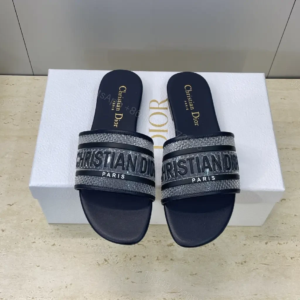 View 9 of Graphite Striped Slides: Textured Dual-Strap Comfort Sandals