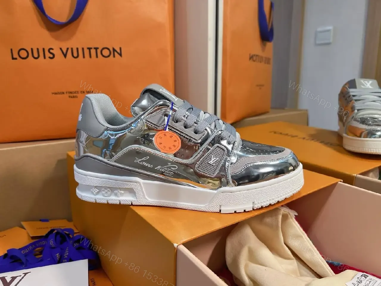 View 2 of Sparkling Metallic Sneaker: Luxury Comfort, Designer-Inspired Style
