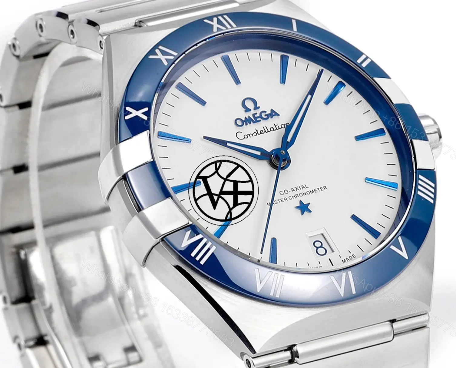 View 2 of Omega White Dial Stainless Steel Bracelet OMEGA-WHT-SS1800