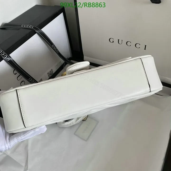 View 13 of Small Gucci GG Marmont Chain Bag in White Chevron Leather 987654