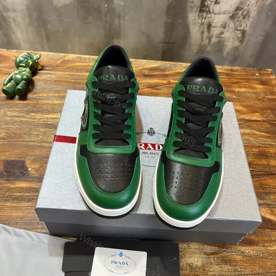 View 6 of PRADA DOWNTOWN LEATHER SNEAKERS GREEN – PRD092