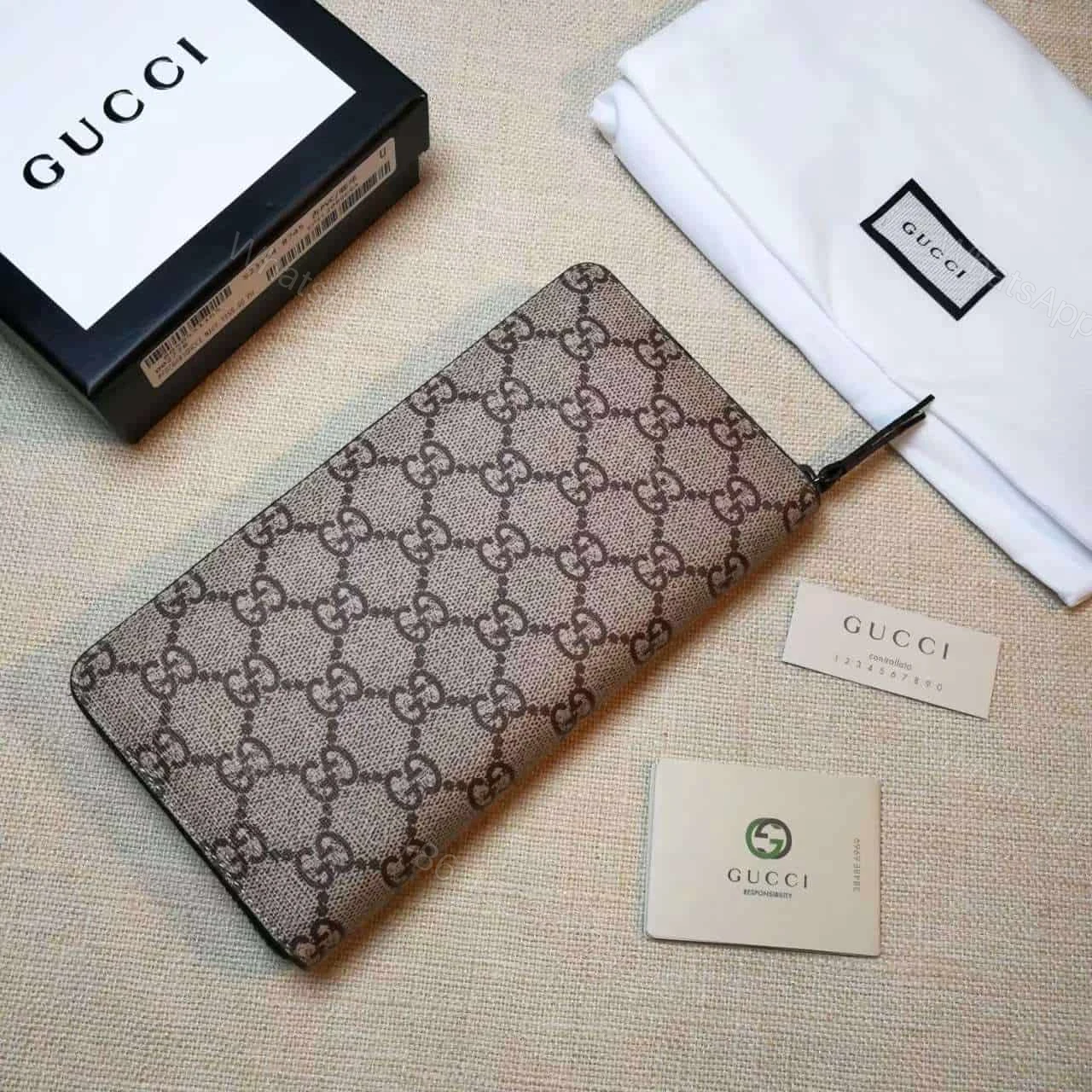 View 3 of GUCCI BEE PRINT GG SUPREME ZIP AROUND WALLET