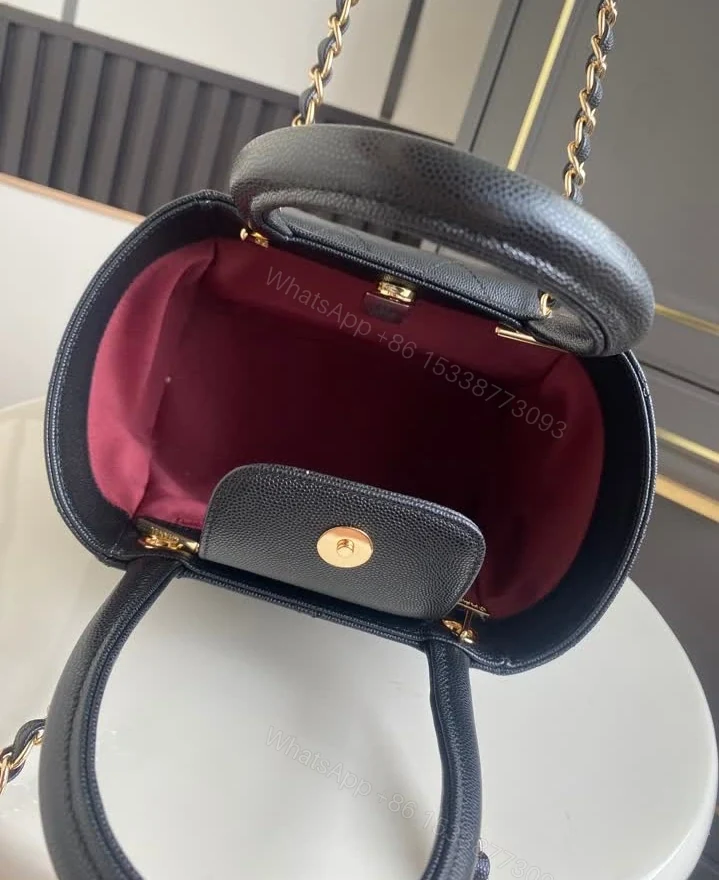 View 9 of Chanel Lookalike Small Black Shopping Bag 7095 Grained Calfskin