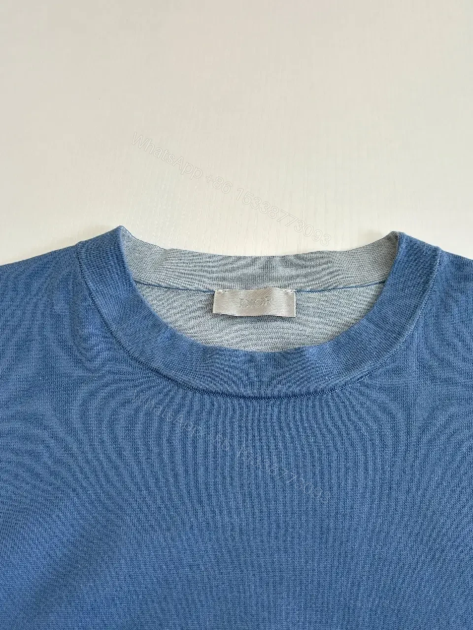 View 8 of Blue Cotton Tee, Relaxed Fit, Couture Logo, Street Luxe Tee