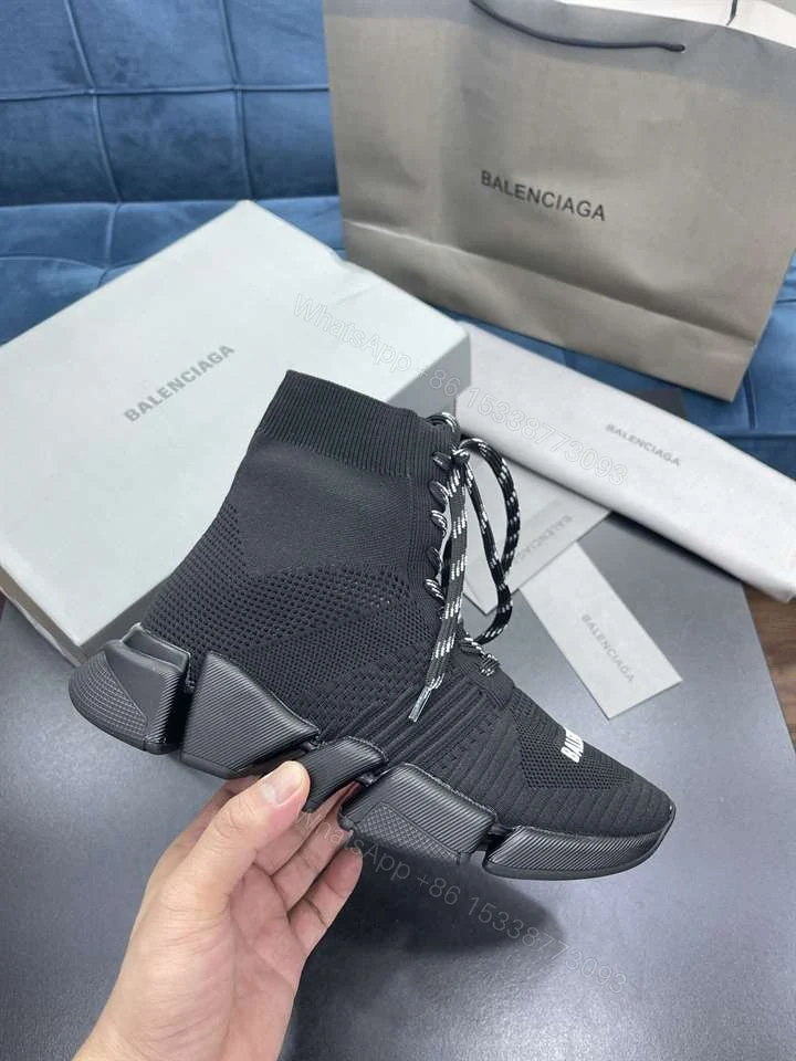 View 2 of BALENCIAGA MEN’S SPEED 2.0 LACE-UP SNEAKER IN BLACK – BB155