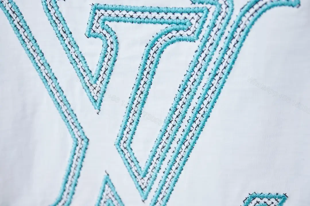 View 10 of Crystal-Trim Logo Cotton Tee - Luxe Streetwear Top