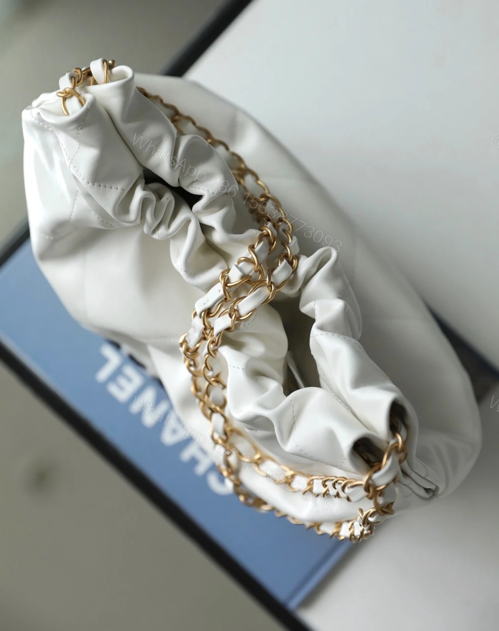 View 2 of Chanel 11 Handbag 22 Shopping Woman’s White Smooth Leather 35cm