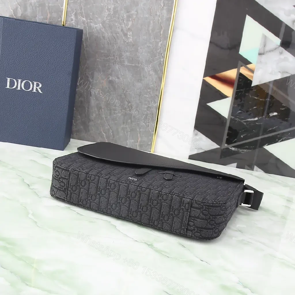 View 8 of Chic Black Monogram Crossbody with Textured Leather Flap