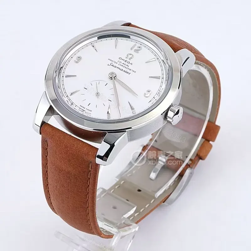 View 7 of Omega Seamaster 1948 Limited Edition Watch with Silver Dial and Brown Leather Strap