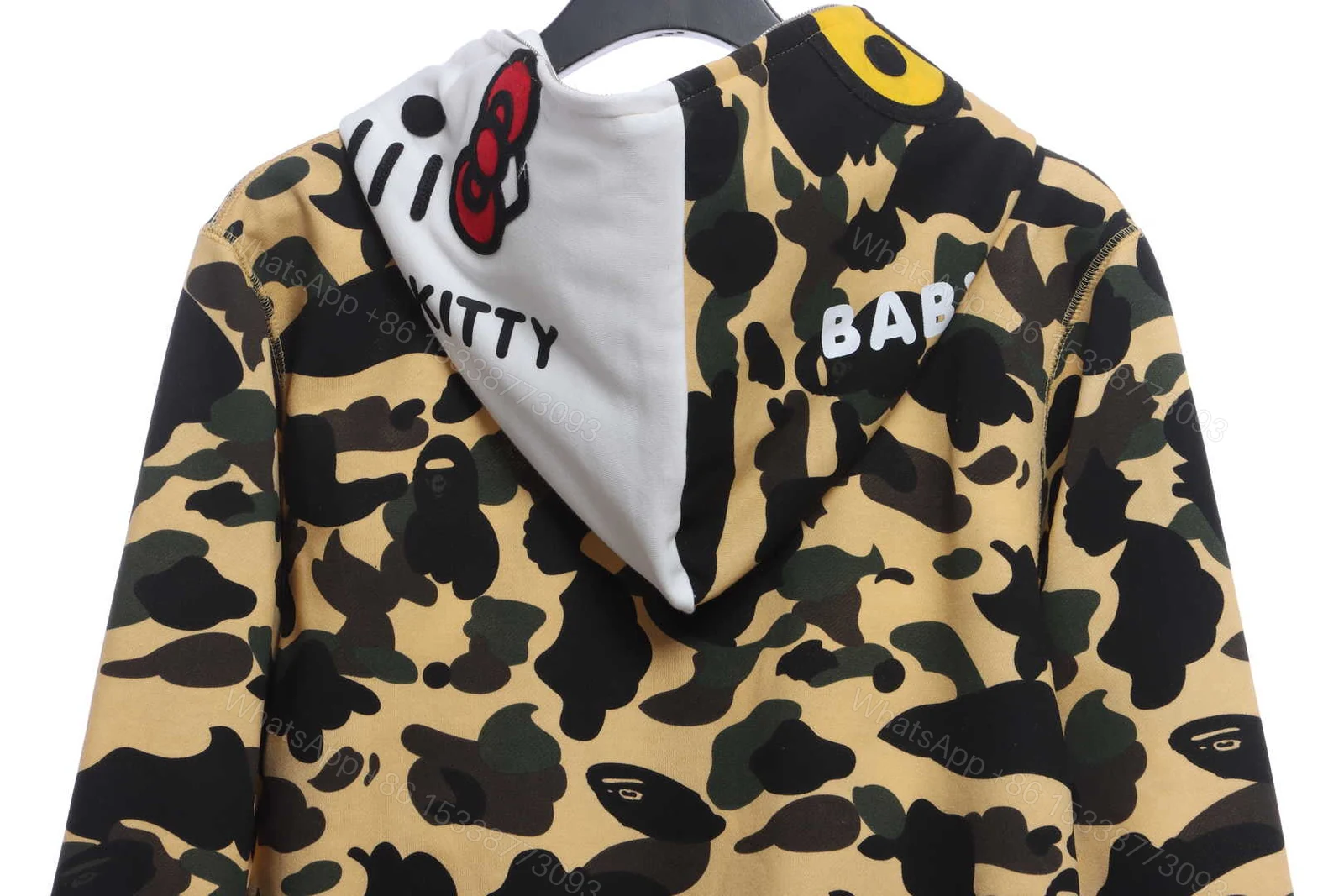 View 6 of BAPE co-branded hell kitty camouflage zipper hoodie yellow