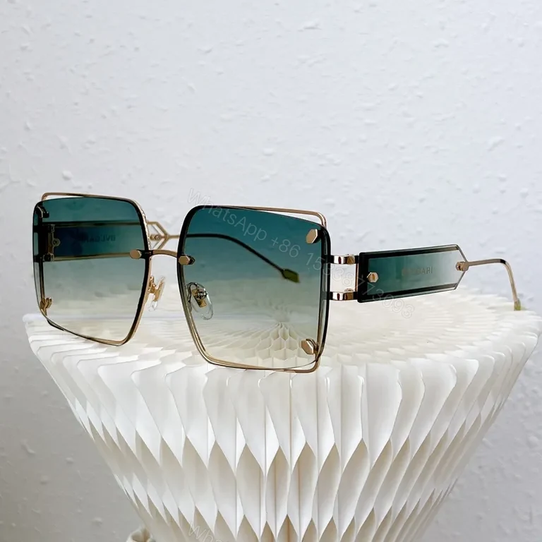 View 8 of Pink Rose-Glide Square Sunglasses: Rose-Gold, BVLGARI Style, UV400 Lenses
