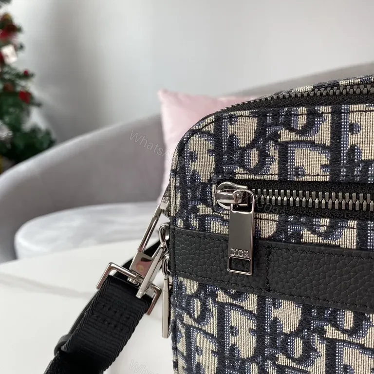 View 5 of Compact Dior Oblique Crossbody: Canvas, Leather Trim, Zip