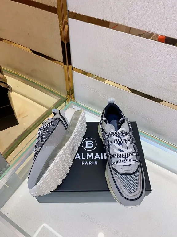 View 2 of Grey Knit Balmain Luxury Sneaker - Breathable, All-Day Comfort