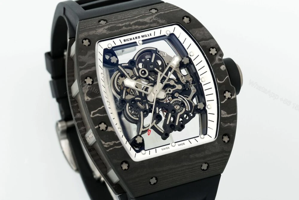View 2 of RM055 APSF NTPT White Rehaut on Black Rubber Strap RMUL2 Super Clone