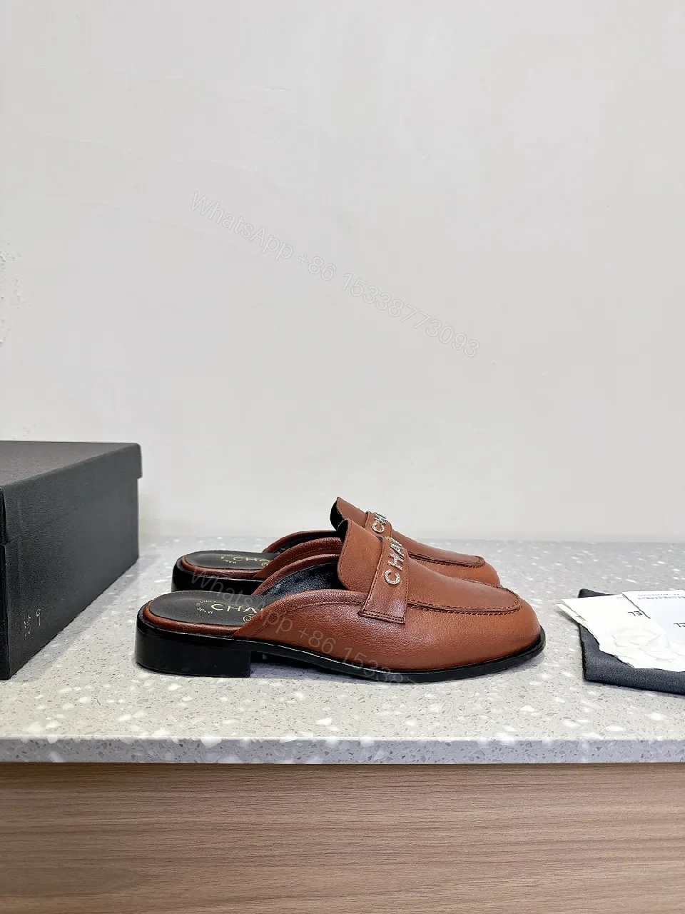 View 9 of Brown Leather Mules — Subtle Designer-Inspired Luxury Slip-Ons