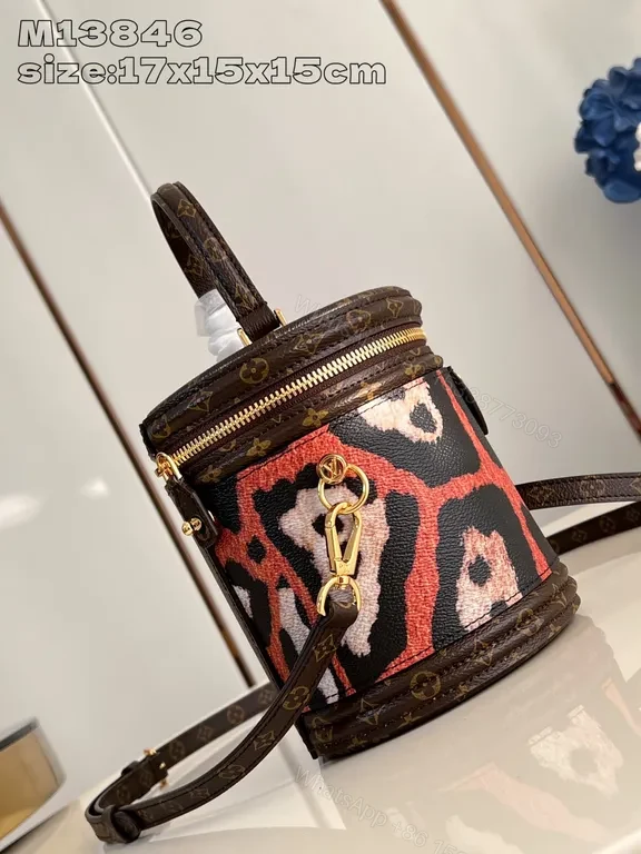 View 3 of Giraffe-Print Coated Canvas Bucket Bag: Luxe, Compact, Versatile