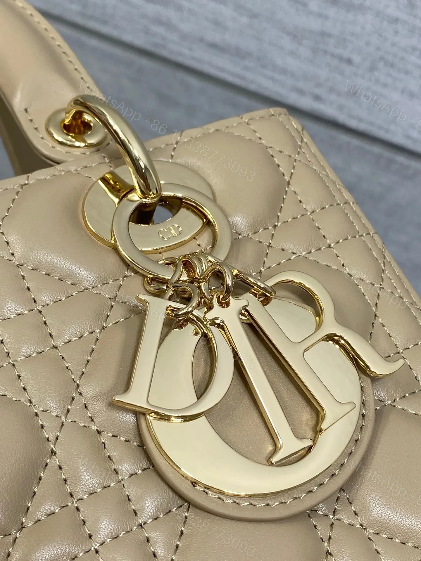 View 3 of DIOR MEDIUM LADY BAG 24 IN POWDER BEIGE GOLD HARDWARE