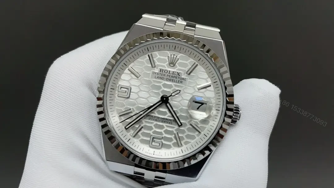 View 3 of Rolex Land-Dweller 40 White Honeycomb replica 40MM White Rolesor Flat Jubilee 127334-0001