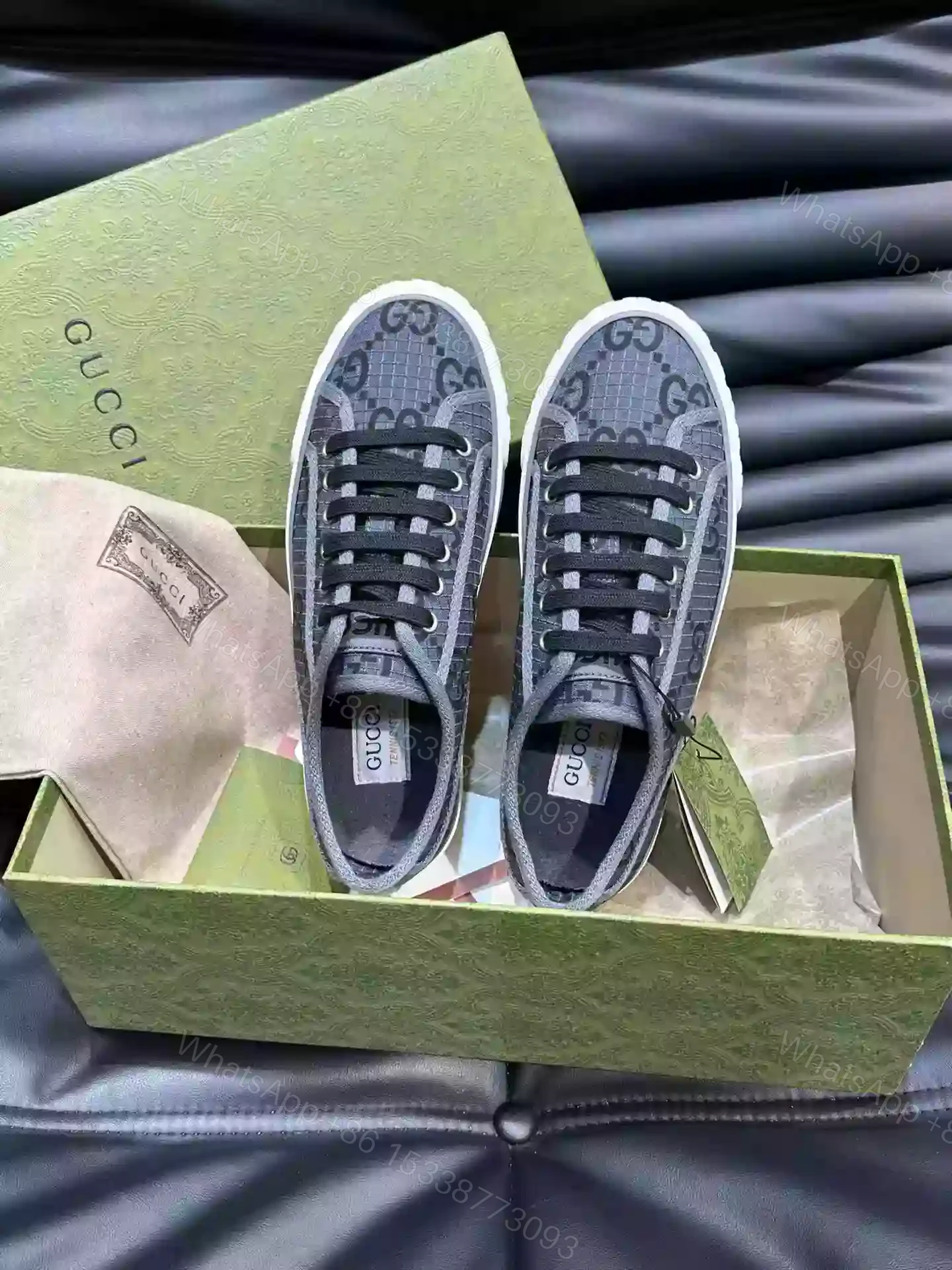 View 5 of GUCCI TENNIS 1977 SHOES SNEAKERS IN DARK GREY/BLACK – GC280