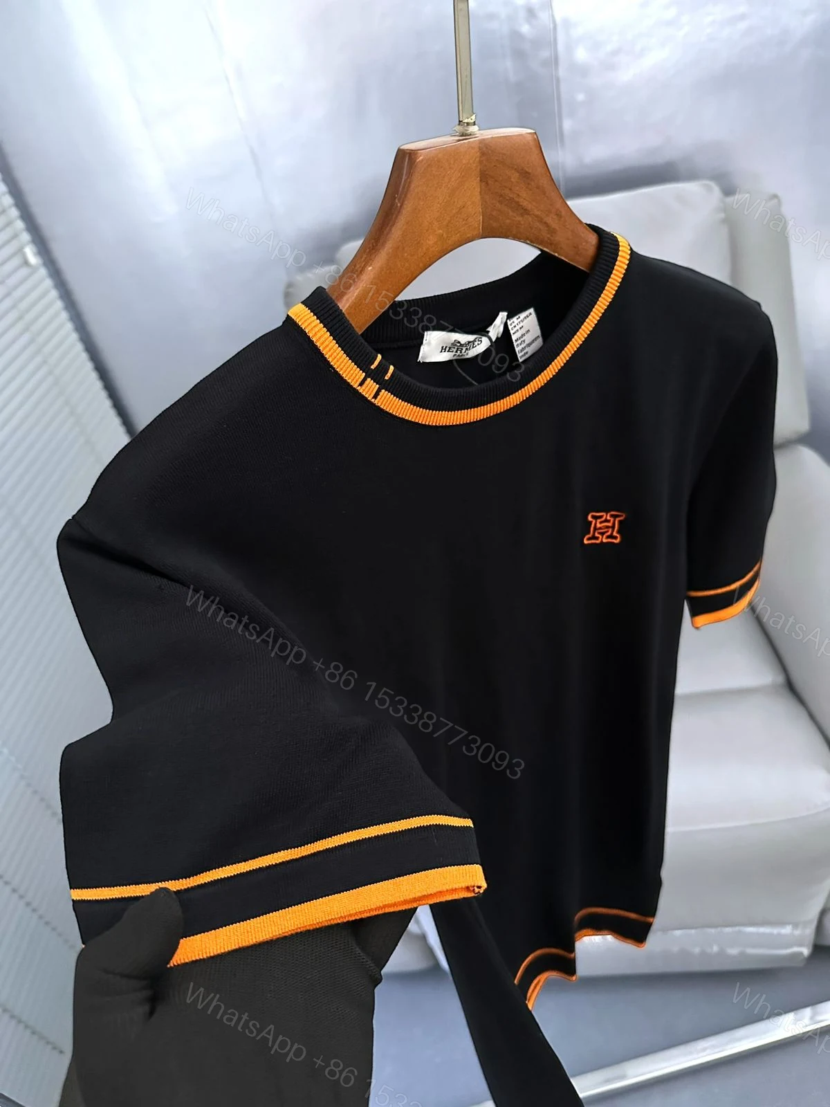 View 14 of FIRST COPY HERMES DESIGNER KNITTED ROUND NECK SUMMER T-SHIRT