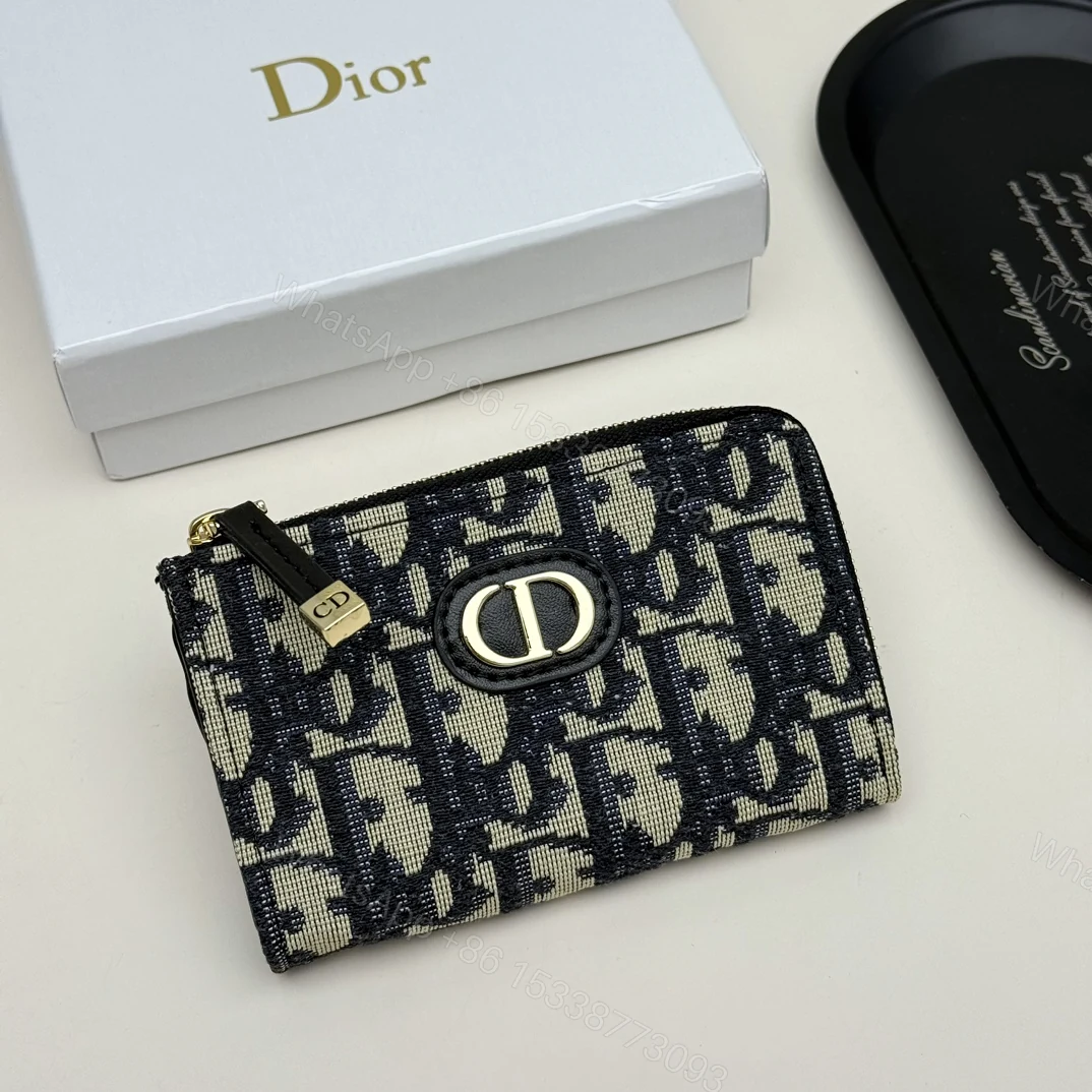 Dior一比一拉鍊卡包 Oblique帆布拼黑皮 CD標設計實用款 — view 1