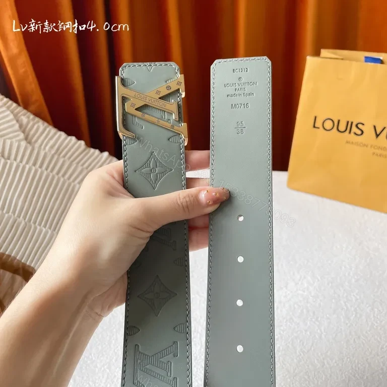 View 4 of Monogram Gray Calfskin Belt â€“ Subtle Luxury, Everyday Style