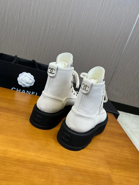 View 5 of Chanel-Inspired Two-Tone Combat Boots: Luxe, Durable, Bold