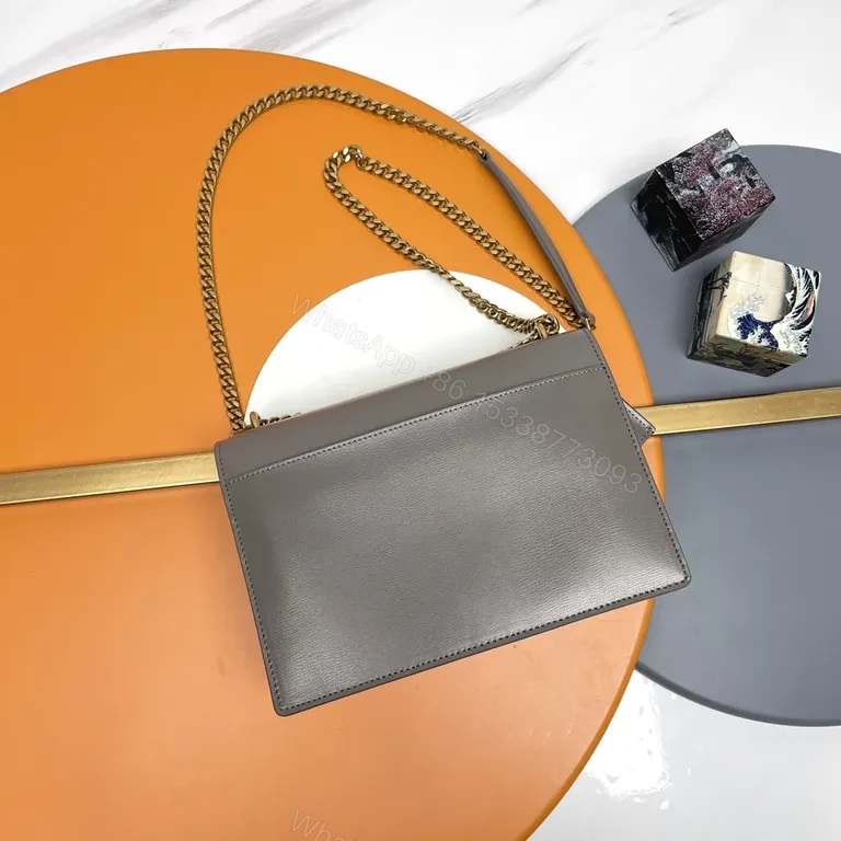 View 2 of Gray Pebbled Leather Crossbody â€” Structured, YSL-Inspired, All-Day