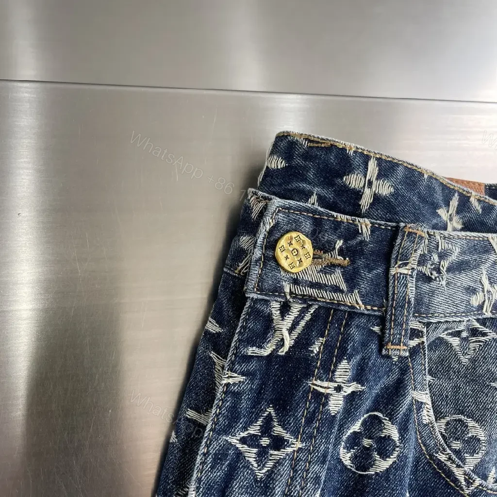 View 2 of Statement Denim: Monogram LV-Inspired Wide-Leg Jeans